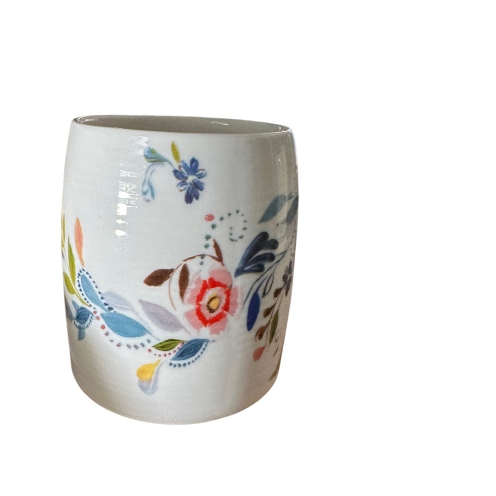 Anthropologie Starla Halfmann  Ceramic Vase‎ with Floral Motif